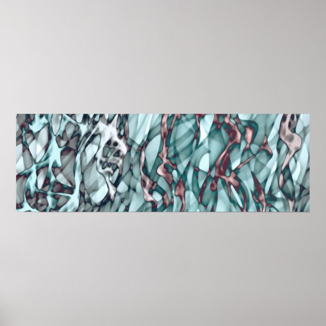 Teal Green Yellow Orange Gold Red Abstract Art   Poster (Front)