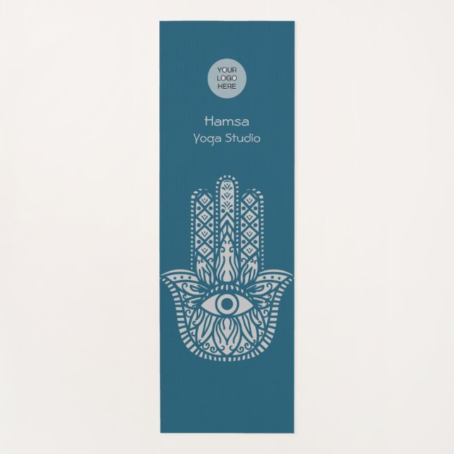 Teal Green Yoga Studio Hamsa Customisable Mat (Front)