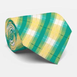 Teal Green Yolk Yellow White Striped Pattern Tie