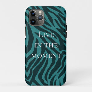 Teal Green Zebra Animal Print iPhone 11 Pro Case