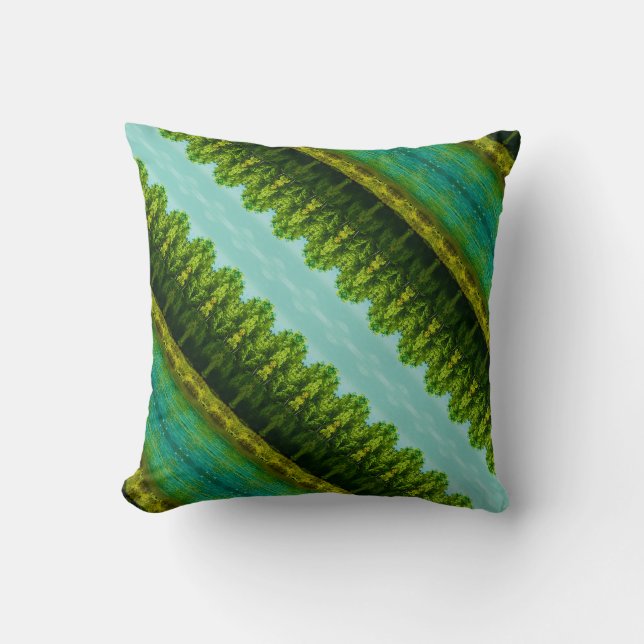 Teal Greens and Lime Vibrant Cushion (Front)
