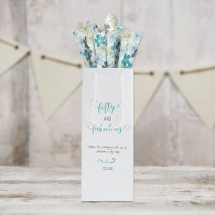 Teal Grey 50 and Fabulous Birthday  Wine Gift Bag