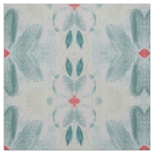 Teal Grey and Barn Red Floral Fabric