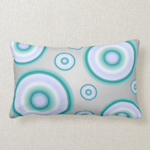 Teal, grey, and neutral blue floating bubbles lumbar cushion