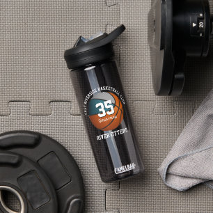 Teal grey basketball team colours w jersey number water bottle