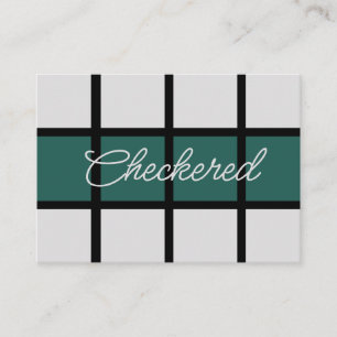 Teal Grey Black Chequered Business Card