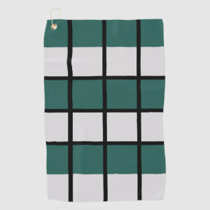 Teal Grey Black Chequered Pattern  Golf Towel