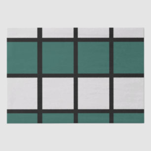 Teal Grey Black Chequered Pattern Tissue Paper