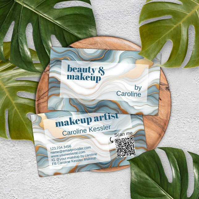 Teal Grey Blue Gold Marble Art Pattern Business Card (Creator Uploaded)