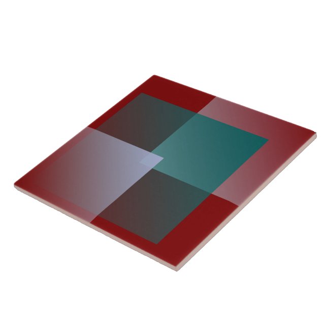 teal grey burgundy squares ceramic tile (Side)