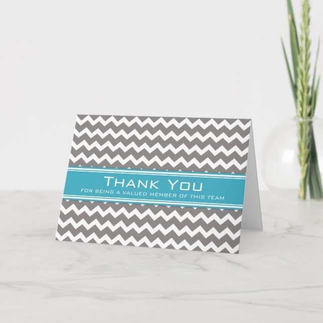 Teal Grey Chevron Employee Appreciation Card (Front)