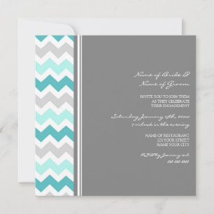 Teal Grey Chevron Engagement Party Invitations