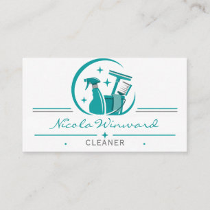 Teal Grey Cleaning Service Card