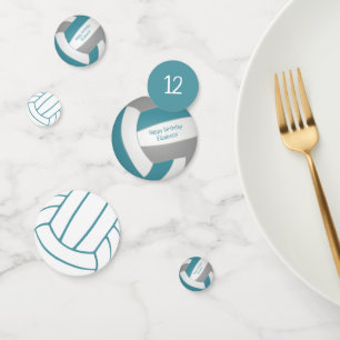 teal grey girls boys sports volleyball celebration confetti