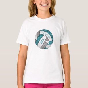 teal grey girly volleyball team colours T-Shirt
