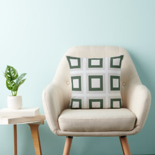 Teal Grey Green Concentric Squares Cushion
