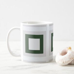 Teal Grey Green Concentric Squares Geometric  Coffee Mug