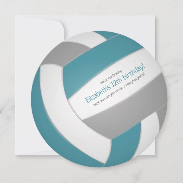 Teal grey kids teens volleyball celebration announcement (Front)