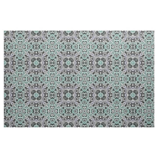Teal Grey Purple Retro Chic Nouveau Mosaic Pattern Fabric (Fat Quarter)