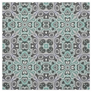 Teal Grey Purple Retro Chic Nouveau Mosaic Pattern Fabric