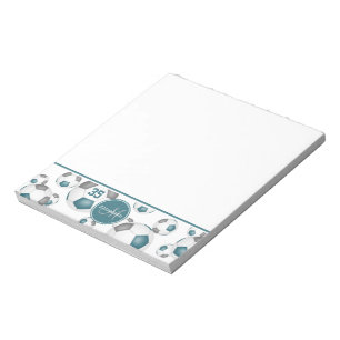 Teal grey soccer balls girly sports  notepad