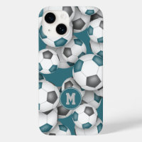 Teal grey soccer team colours kids sports pattern