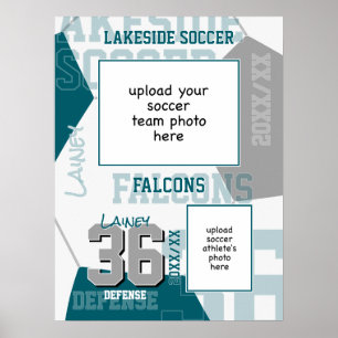 teal grey team colours soccer team photo poster