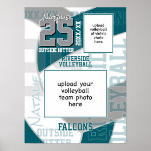 teal grey team colours volleyball team photo poster