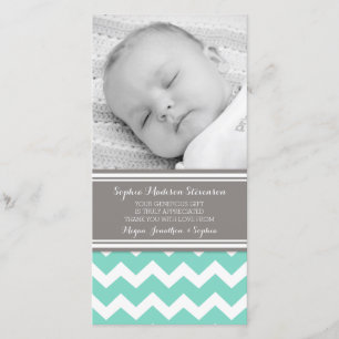 Teal Grey Thank You Baby Shower Photo Cards