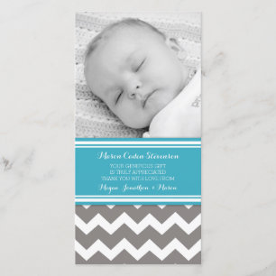 Teal Grey Thank You Baby Shower Photo Cards