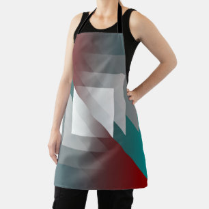 Teal grey triangles on burgundy apron