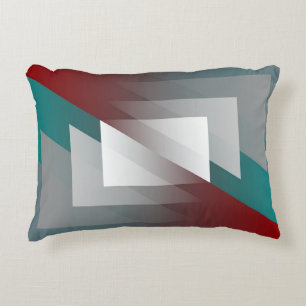 Teal grey triangles on burgundy decorative cushion
