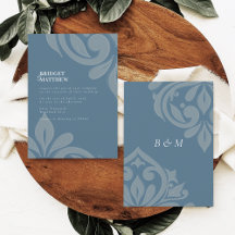Teal Grey Vintage Tasteful Classic Damask Wedding