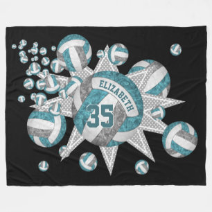 teal grey volleyball blowout girls sports room fleece blanket