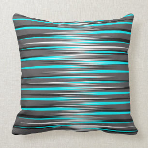 Teal, Grey, White, & Black Stripes Cushion