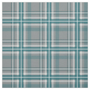 teal grey white plaid fabric