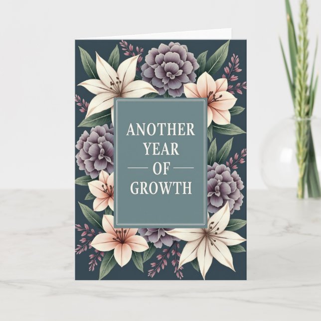Teal Growth Birthday Card (Front)