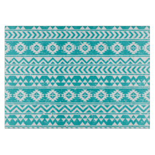 Teal Grunge Aztec Tribal Pattern Cutting Board