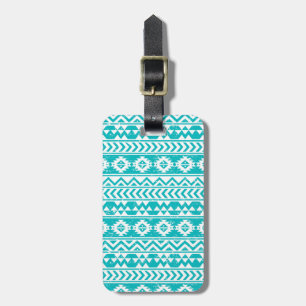 Teal Grunge Aztec Tribal Pattern Luggage Tag