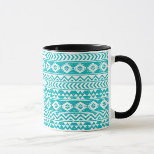 Teal Grunge Aztec Tribal Pattern Mug