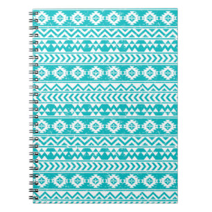 Teal Grunge Aztec Tribal Pattern Notebook