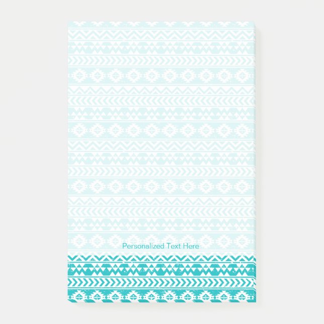 Teal Grunge Aztec Tribal Pattern Post-it Notes (Front)