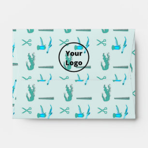 Teal hairdresser business pattern envelope