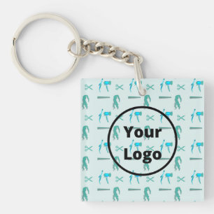Teal hairdresser business pattern key ring
