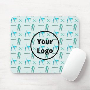 Teal hairdresser business pattern mouse pad