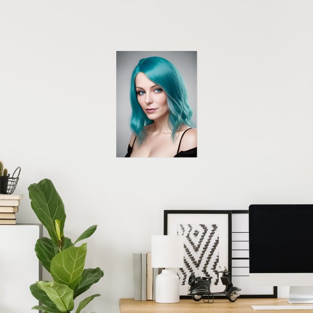 Teal Haired Woman Poster (Home Office)