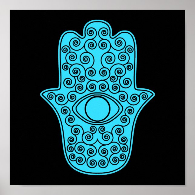 Teal Hamsa-Hand of Miriam-Hand of Fatima.png Poster (Front)