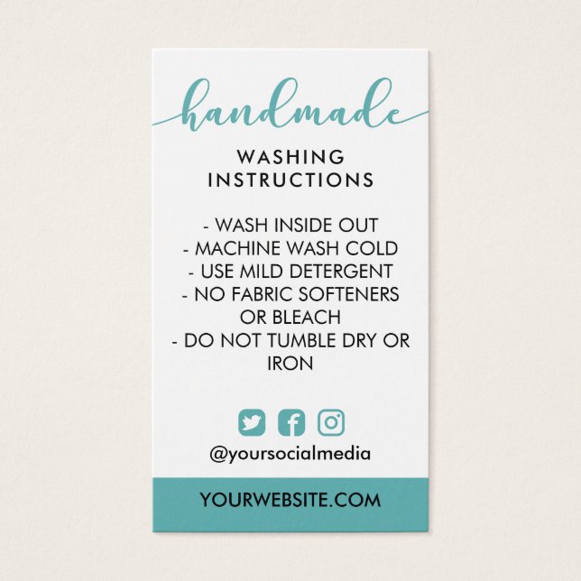 Teal Handmade Wash Instructions Social Media (Front)