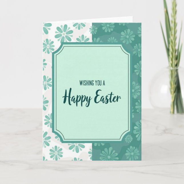 Teal Happy Easter Faux Foil Card (Front)
