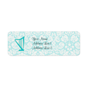 Teal Harp Return Address Label